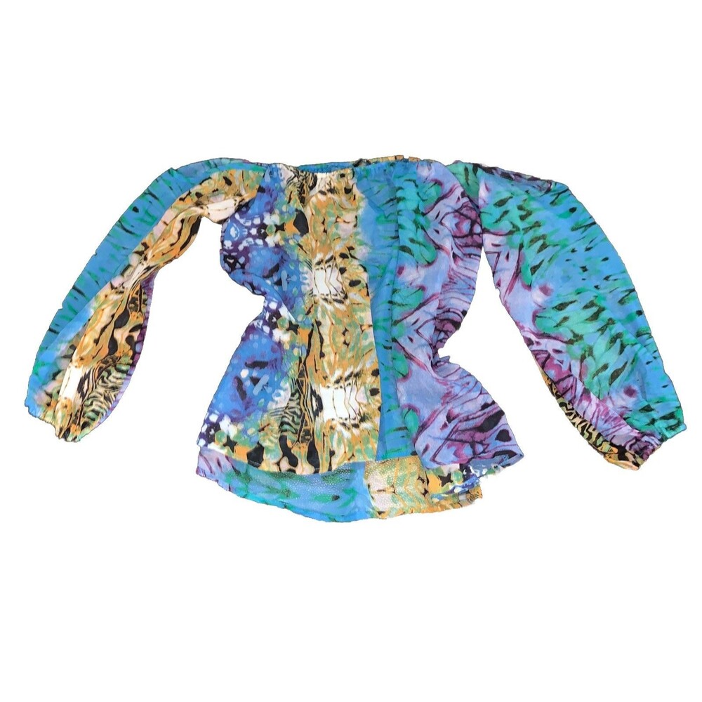 Venus sheer cold shoulder top animal  fairy y2k Mcbling Scene Medium